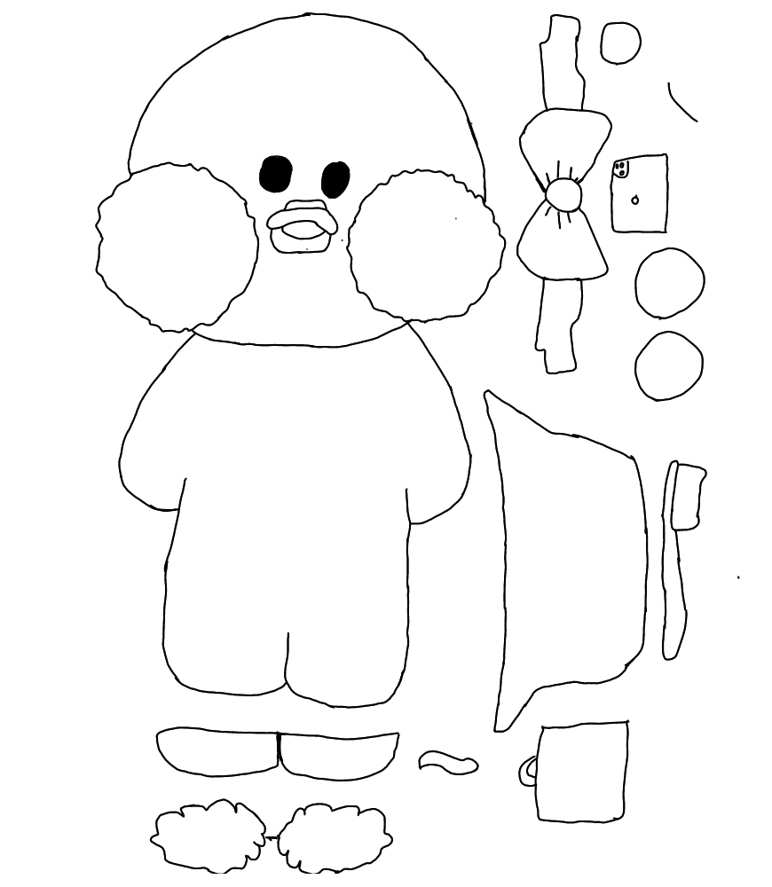 Lalafanfan duck coloring pages printable for free download