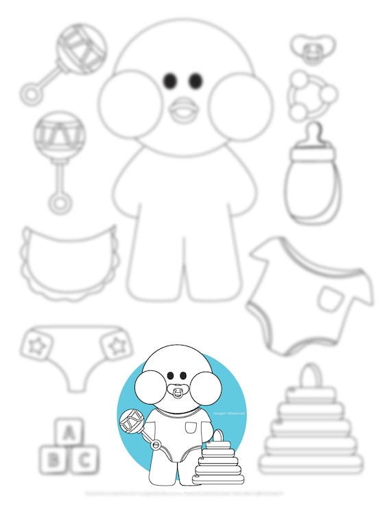 Paper duck baby template
