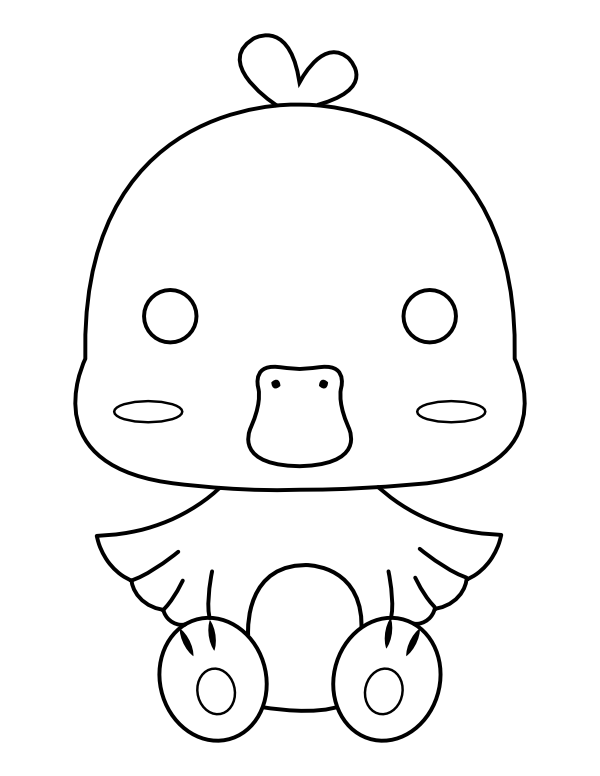 Printable kawaii duck coloring page