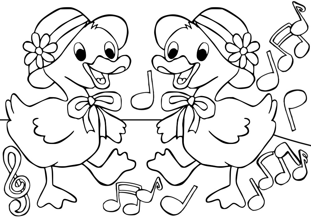 Printable louring page dancing ducks rooftop post printables
