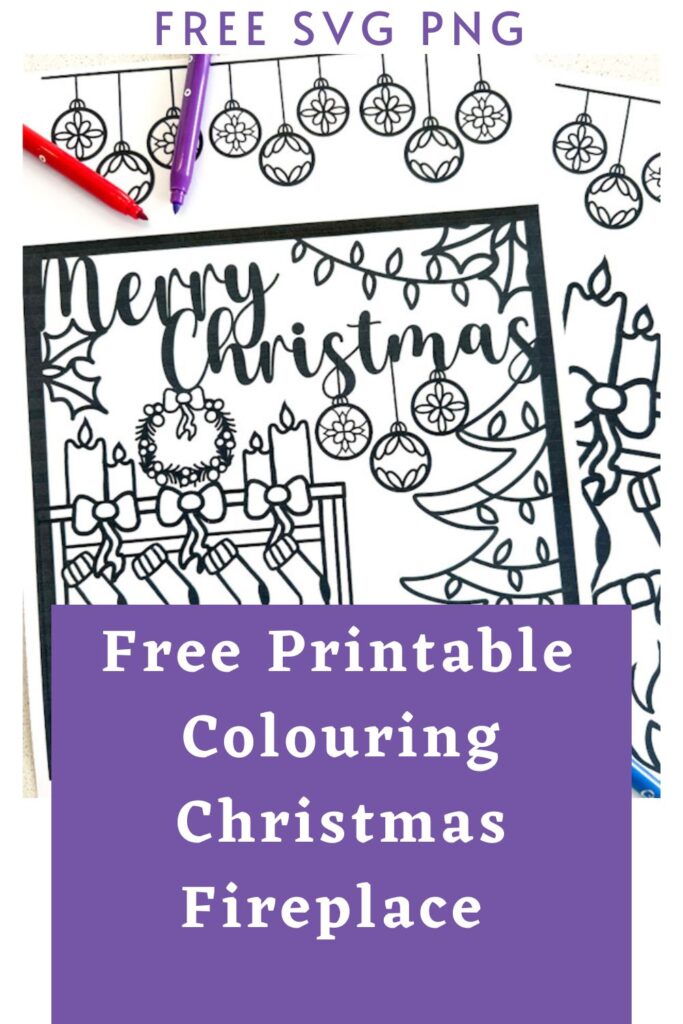 Christmas fireplace colouring pages