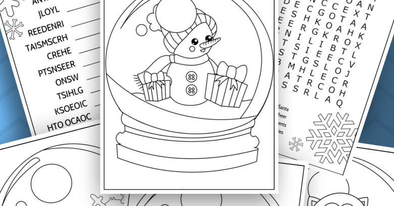 Snow globe colouring pages