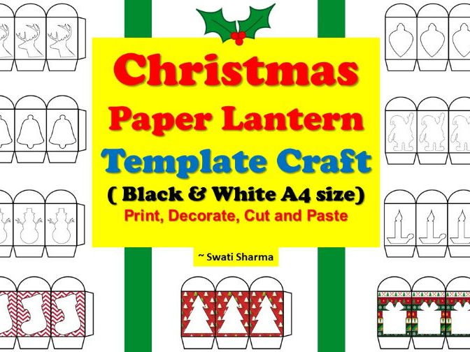 Christmas paper lantern template craft teaching resources