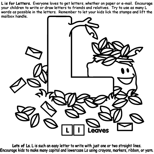 Alphabet l coloring page