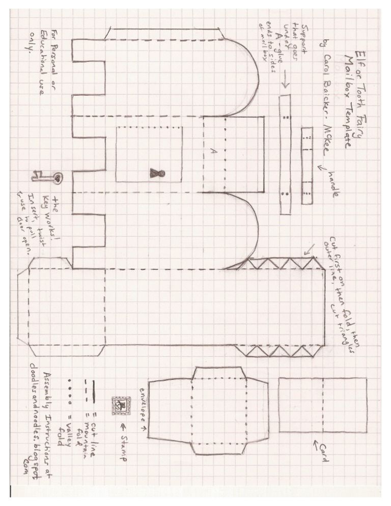 Template to make a miniature mailbox and card and envelope for sending letters to elves or the tooth faiâ valentine mailbox diy mailbox templates printable free