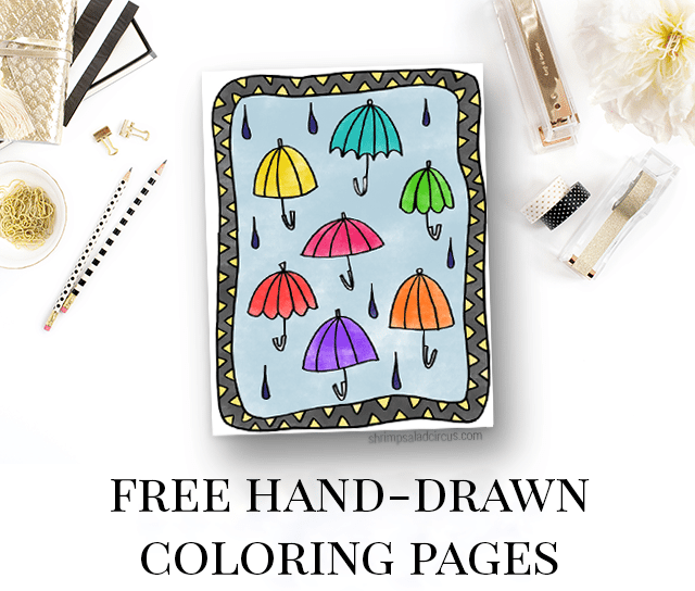 Under my umbrellas â free coloring page