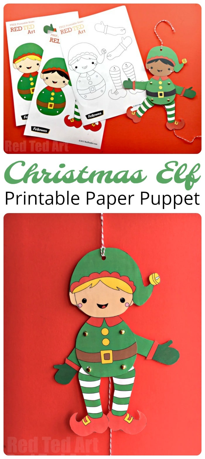 Easy christmas elf paper puppet with templates
