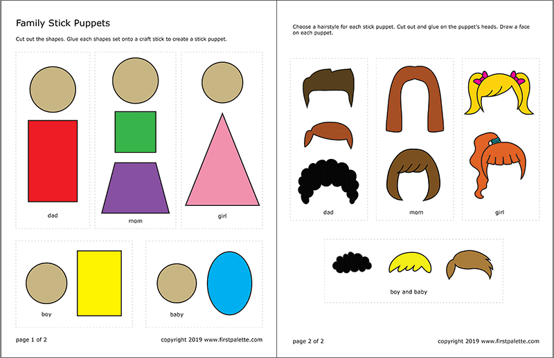Family stick puppet templates free printable templates coloring pages