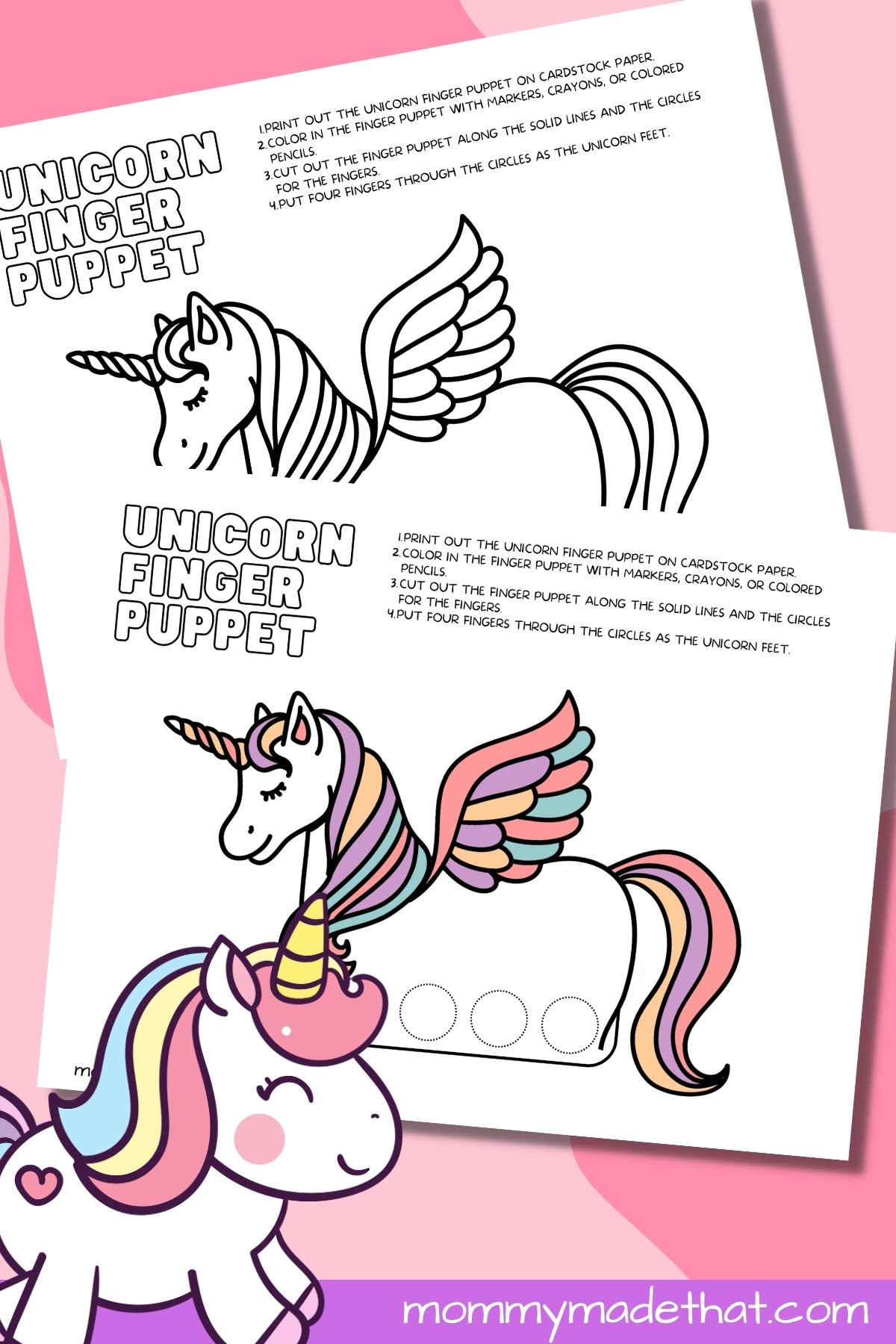 Unicorn finger puppets free printables
