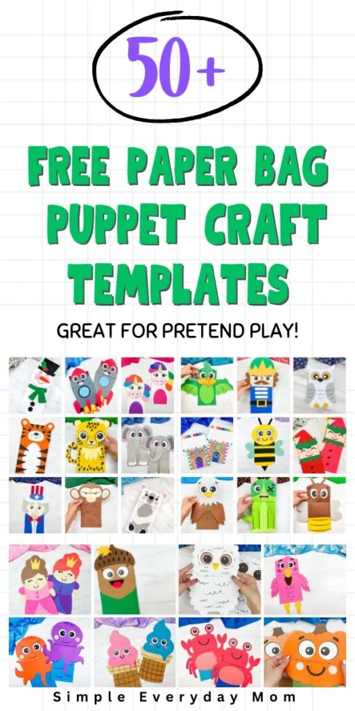 Easy fun paper bag puppets with templates