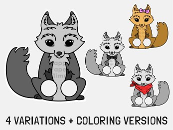 Wolf finger puppets with coloring
