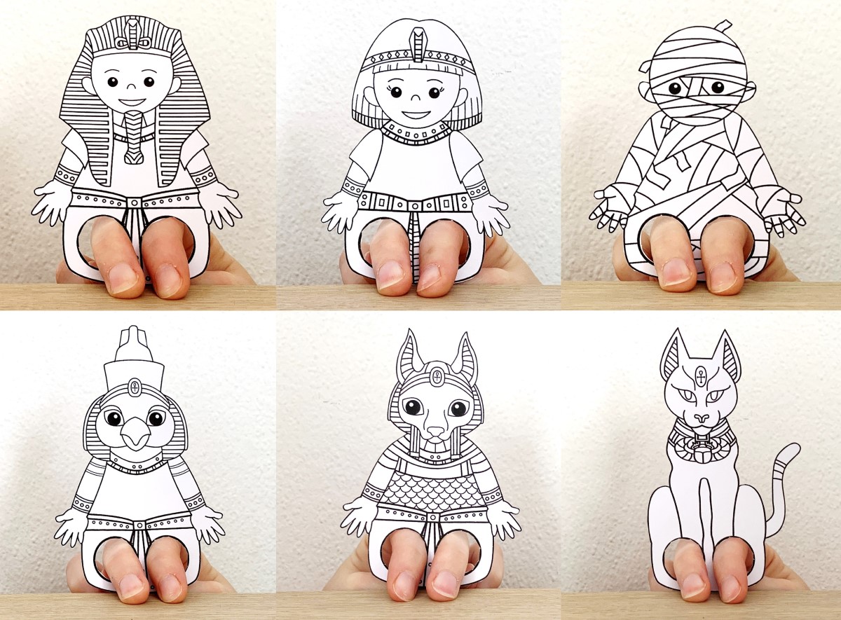 Ancient egypt finger puppets printable coloring paper craft activity templates made by teachers