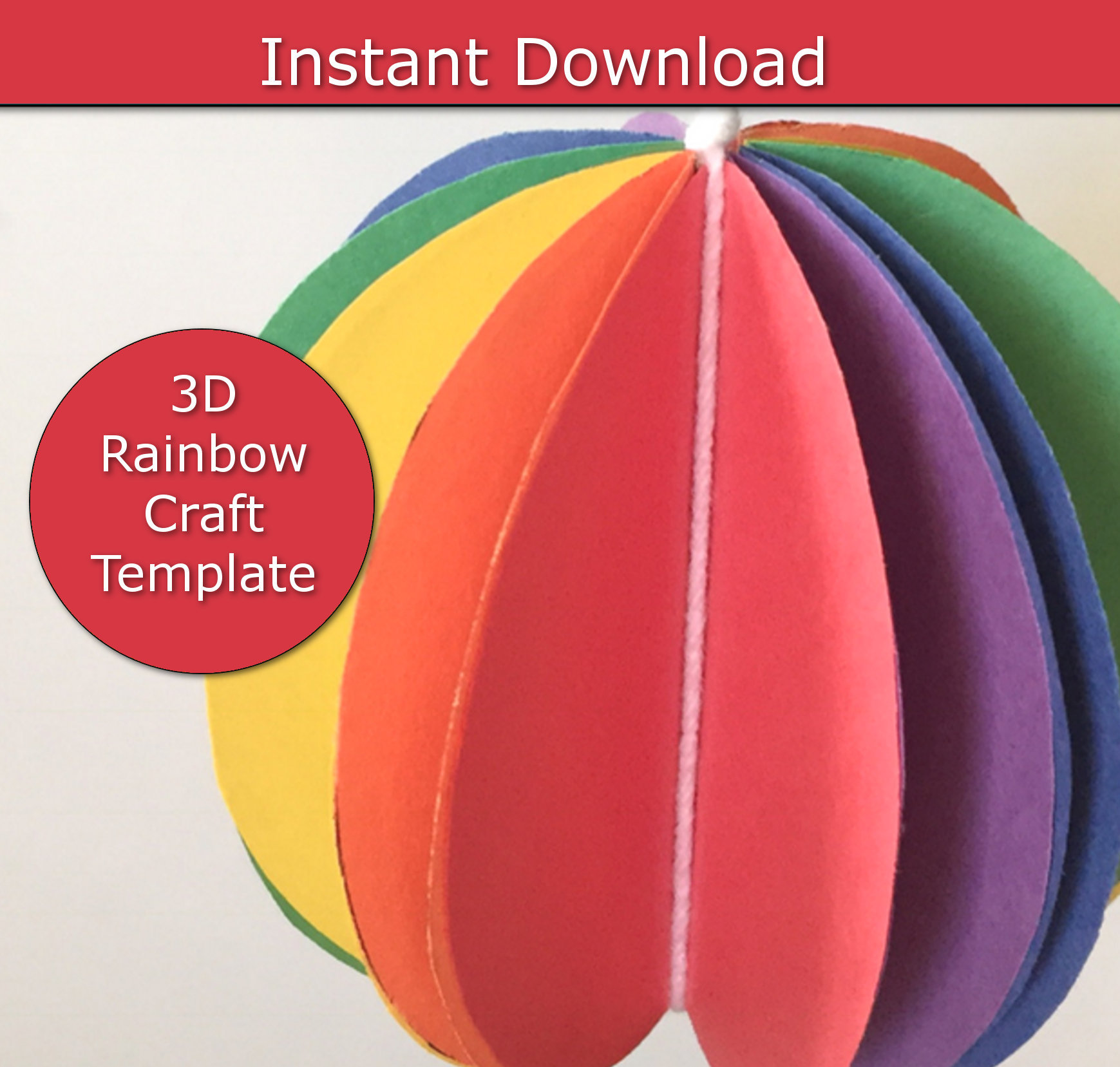 D sphere craft template to help kids learn rainbow colors printable rainbow activity preschool craft classroom decoration paper sphere