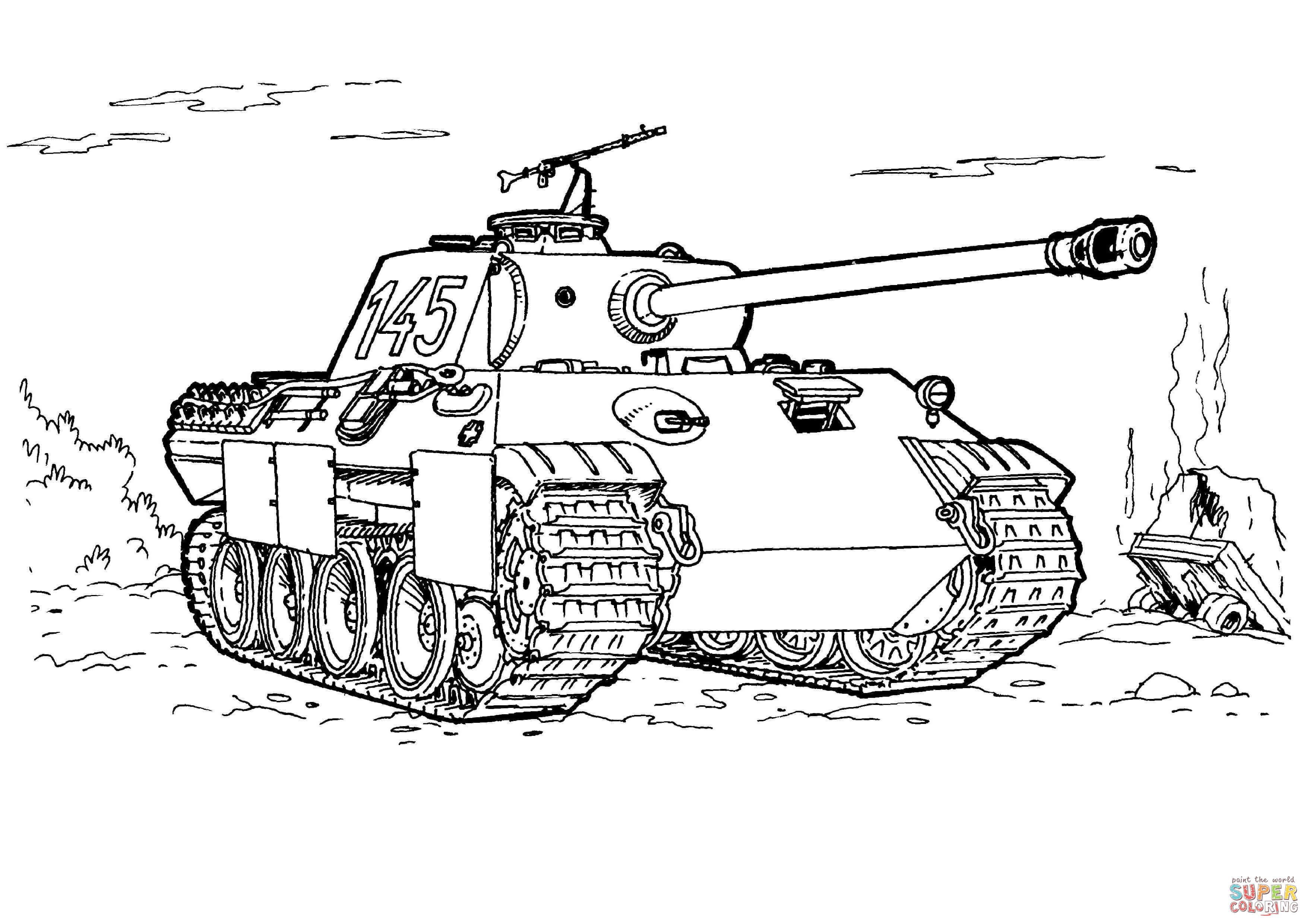 Panther tank coloring page from tanks category select from printable crafts of cartoons nature animalâ tank drawing coloring pages truck coloring pages