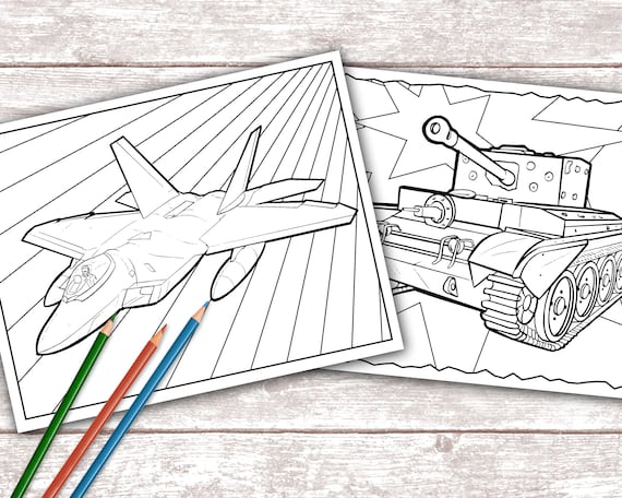 Printable coloring pages military machines digital download tank planes helicopters jpg files army parent marines navy parent air force kids download now