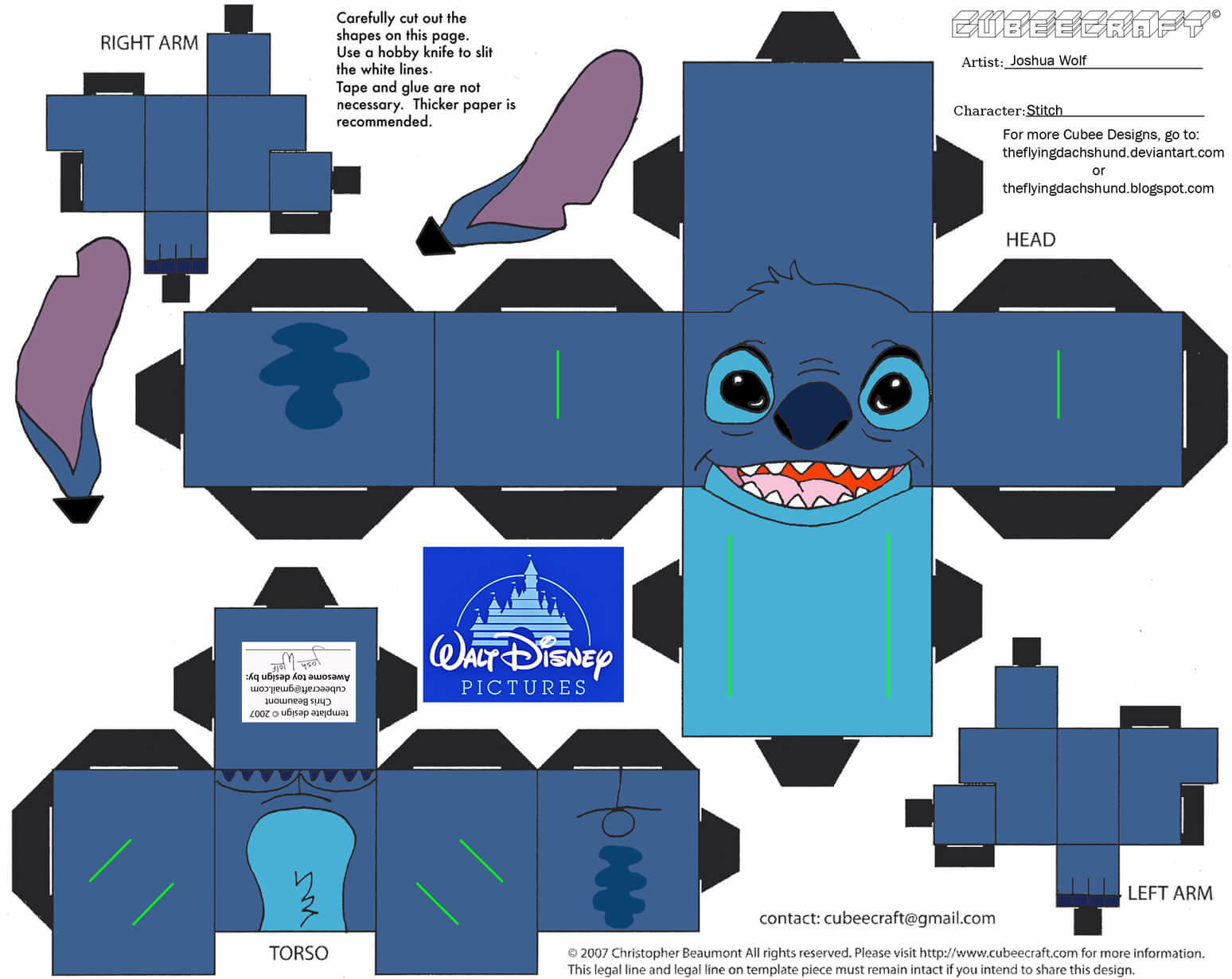 Stitch paper toy free printable papercraft templates
