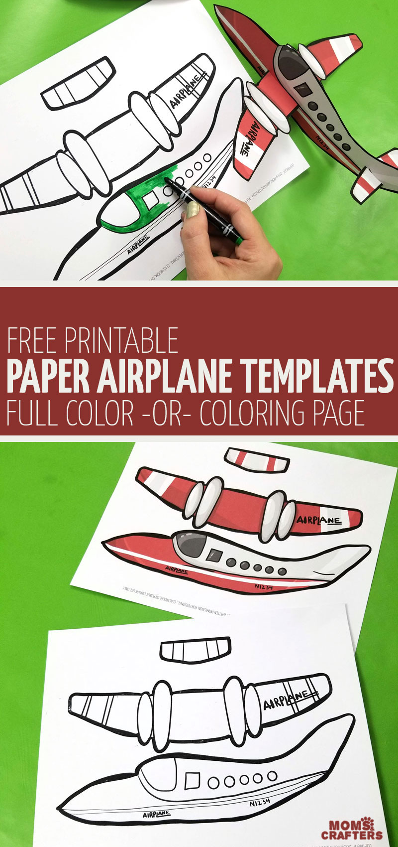 Easy paper airplane templates to print color craft and fly