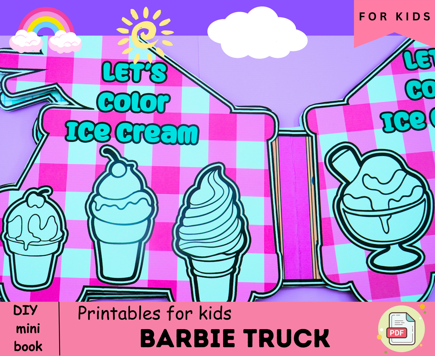Paper ice cream trucks toy kawaii pdf printable ð paper toy cars p â woa doll craft