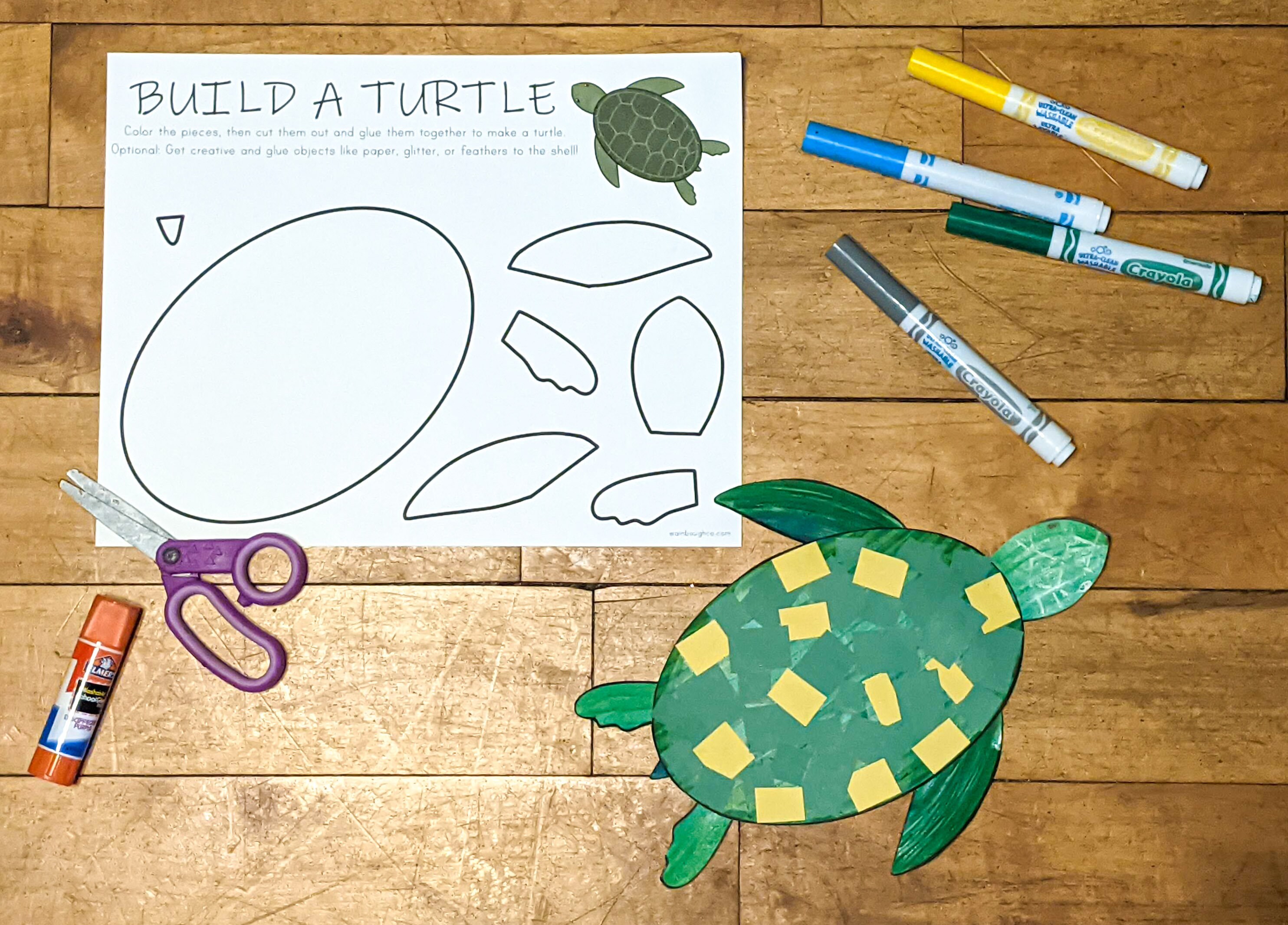 Turtle printable craft ocean paper craft indoor preschool activity kids coloring page homeschool download summer printable craft