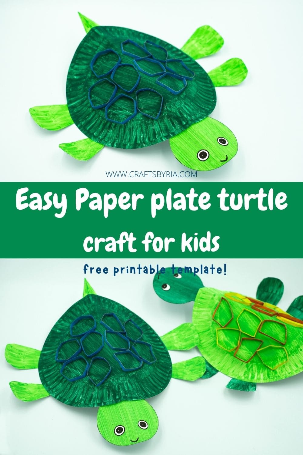 Easy paper plate turtle craft with free printable