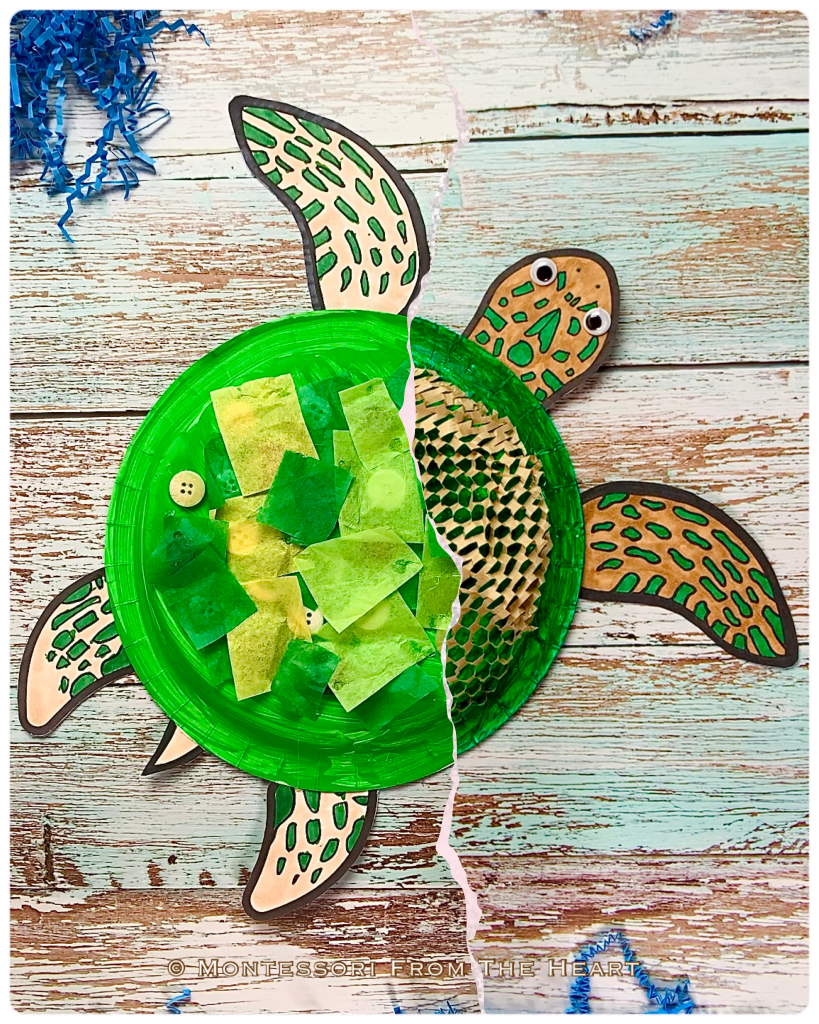 Paper plate turtle crafts montessori from the heart