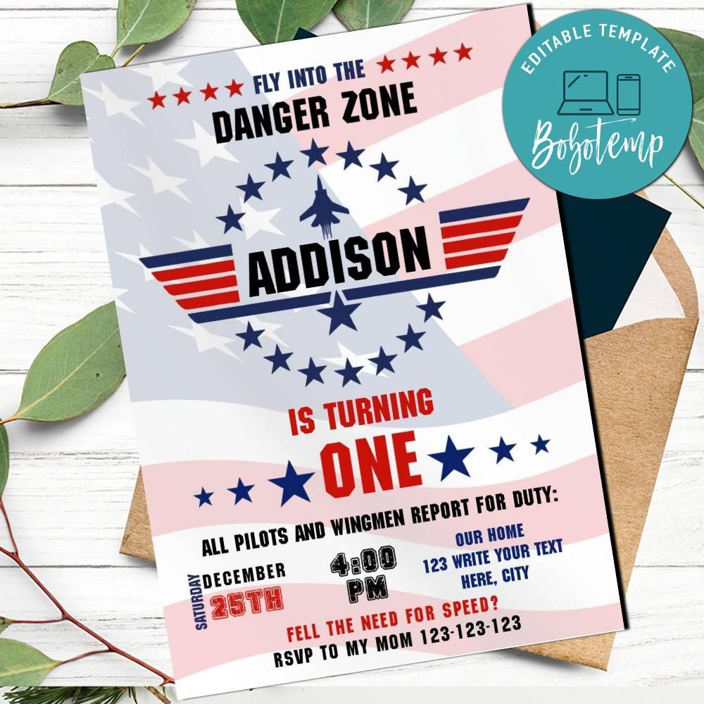 Top gun invitation template to print at home diy