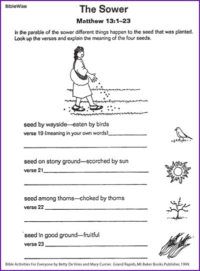 Sower and the seed activity for older children