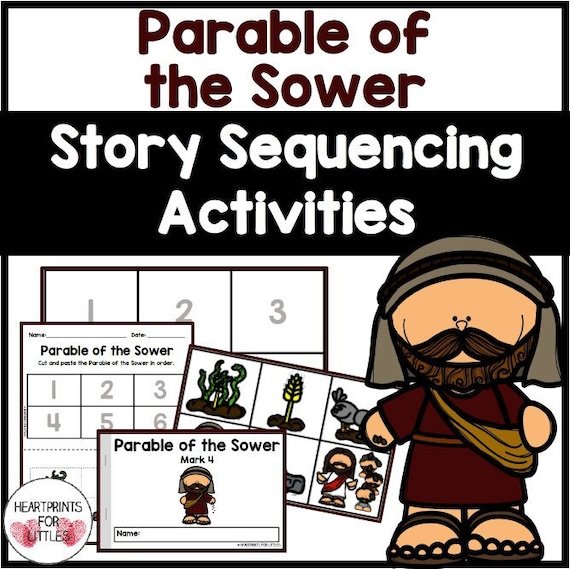 Parable of the sower bible story sequencing activities for kids homeschool printable sunday school lesson instant download