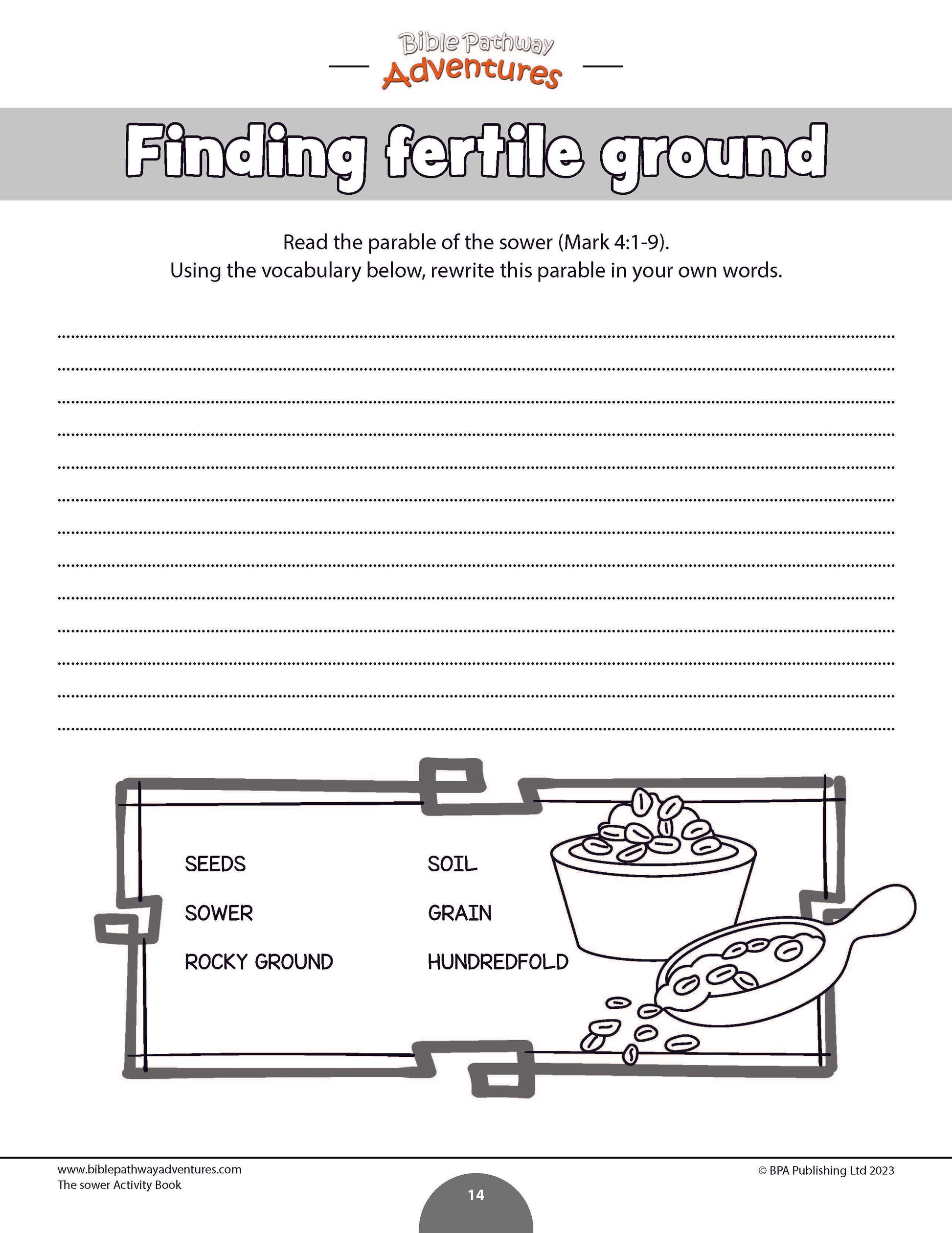 Parable of the sower activity book pdf â bible pathway adventures