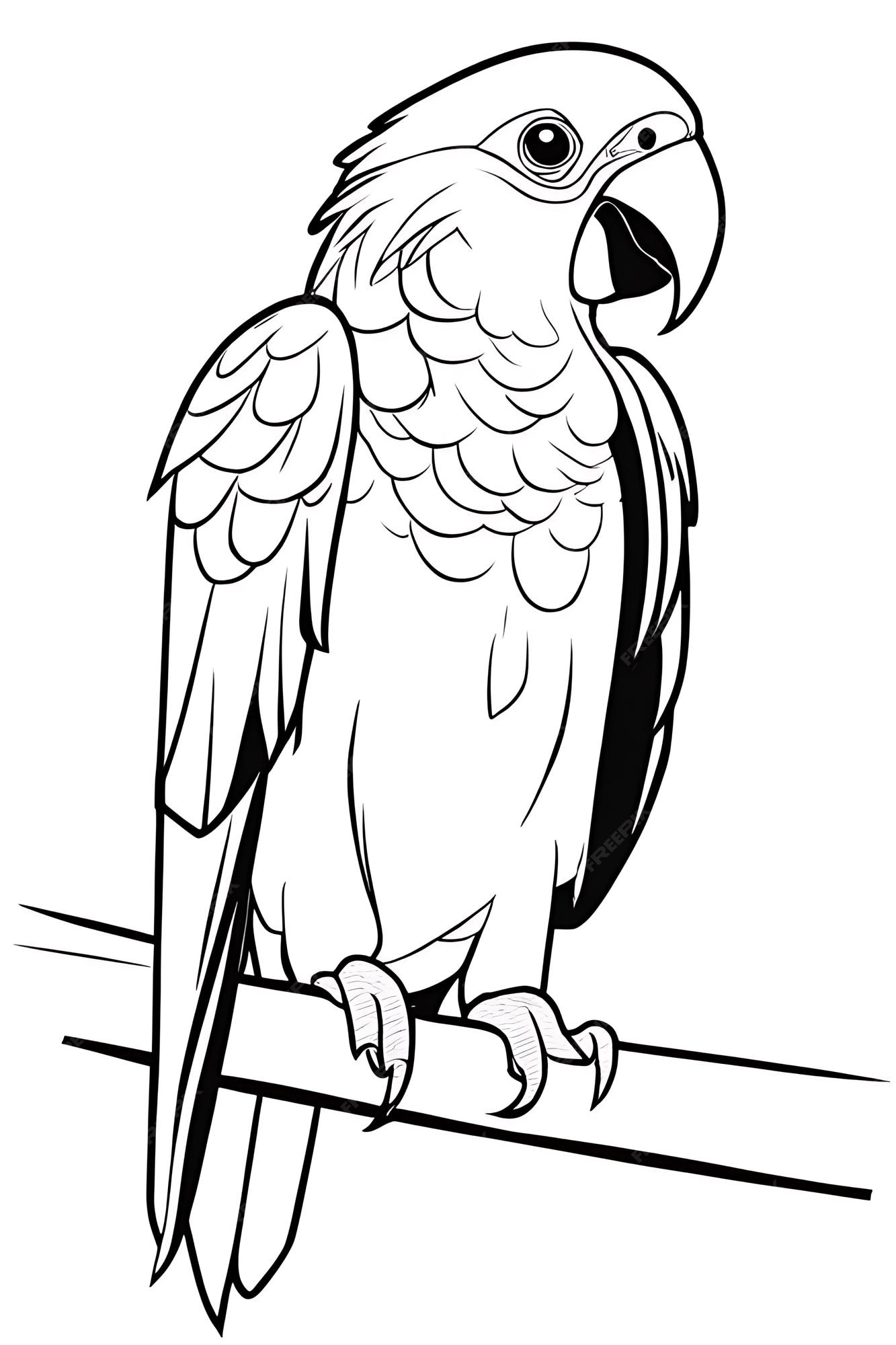 Premium photo parrot coloring page coloring sketch for kids printable page