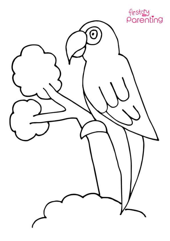 Easy printable parrot coloring pages for kids