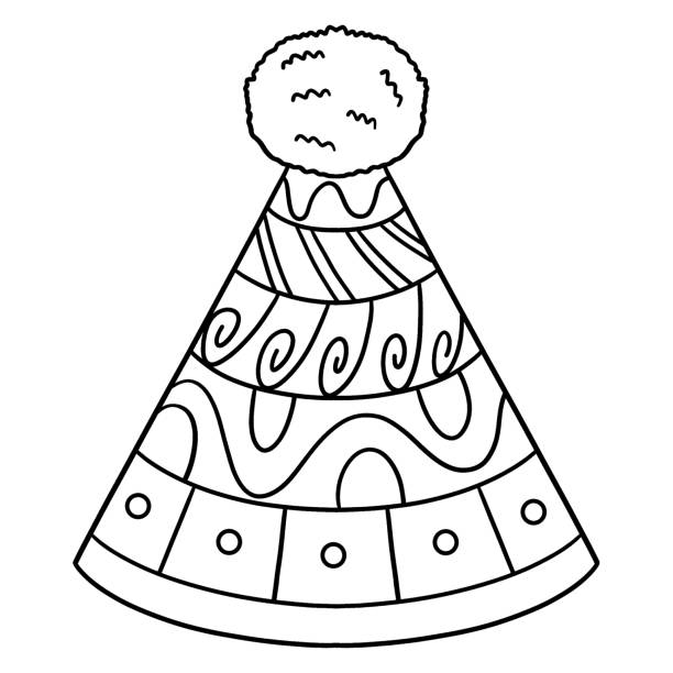 Birthday party hat isolated coloring page for kids stock illustration