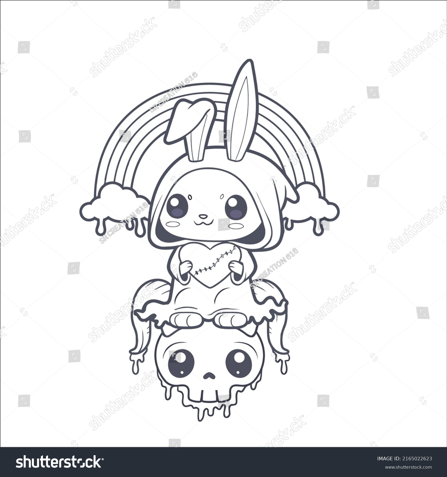 Pastel goth coloring page all ages stock vector royalty free