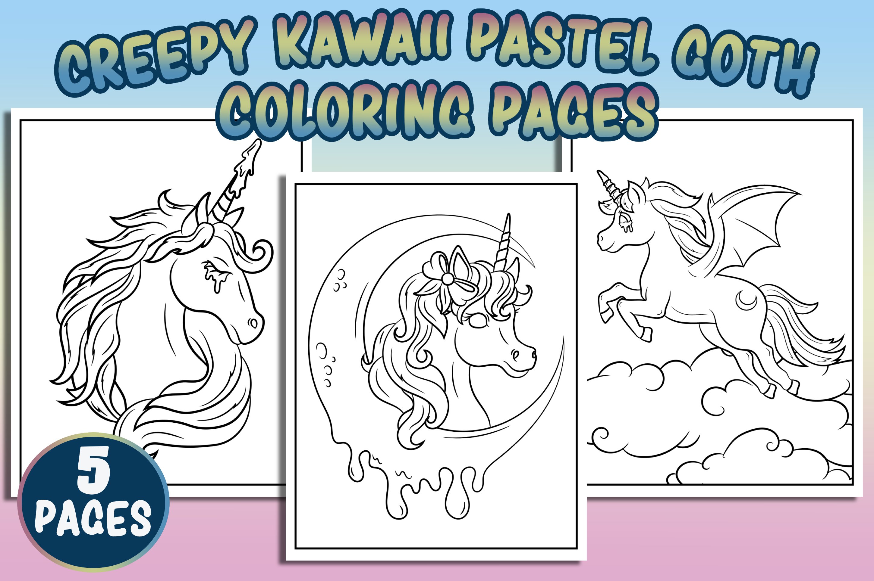 Creepy kawaii pastel goth coloring pages