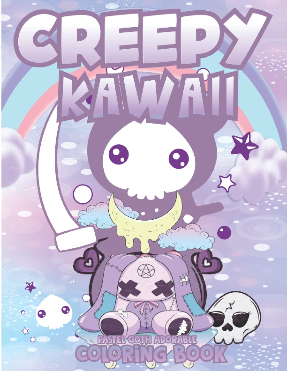 Creepy kawaii coloring book pastel goth adorable kawaii and spooky gothic satanic coloring pages for adults printable kawaii pastel goth coloring sheets by karim color press