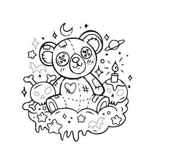 Premium vector pastel goth coloring page
