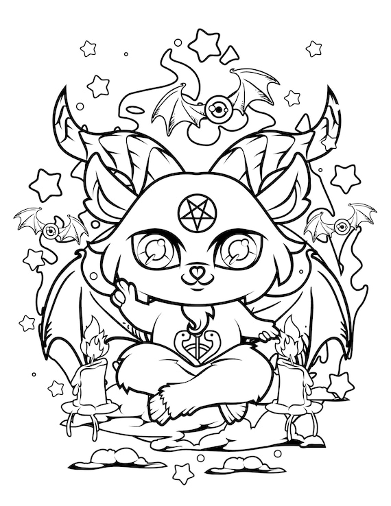 Pastel goth baphomet pastel goth coloring pages creepy kawaii coloring pages creepy cute kawaii coloring pages digital pdf download