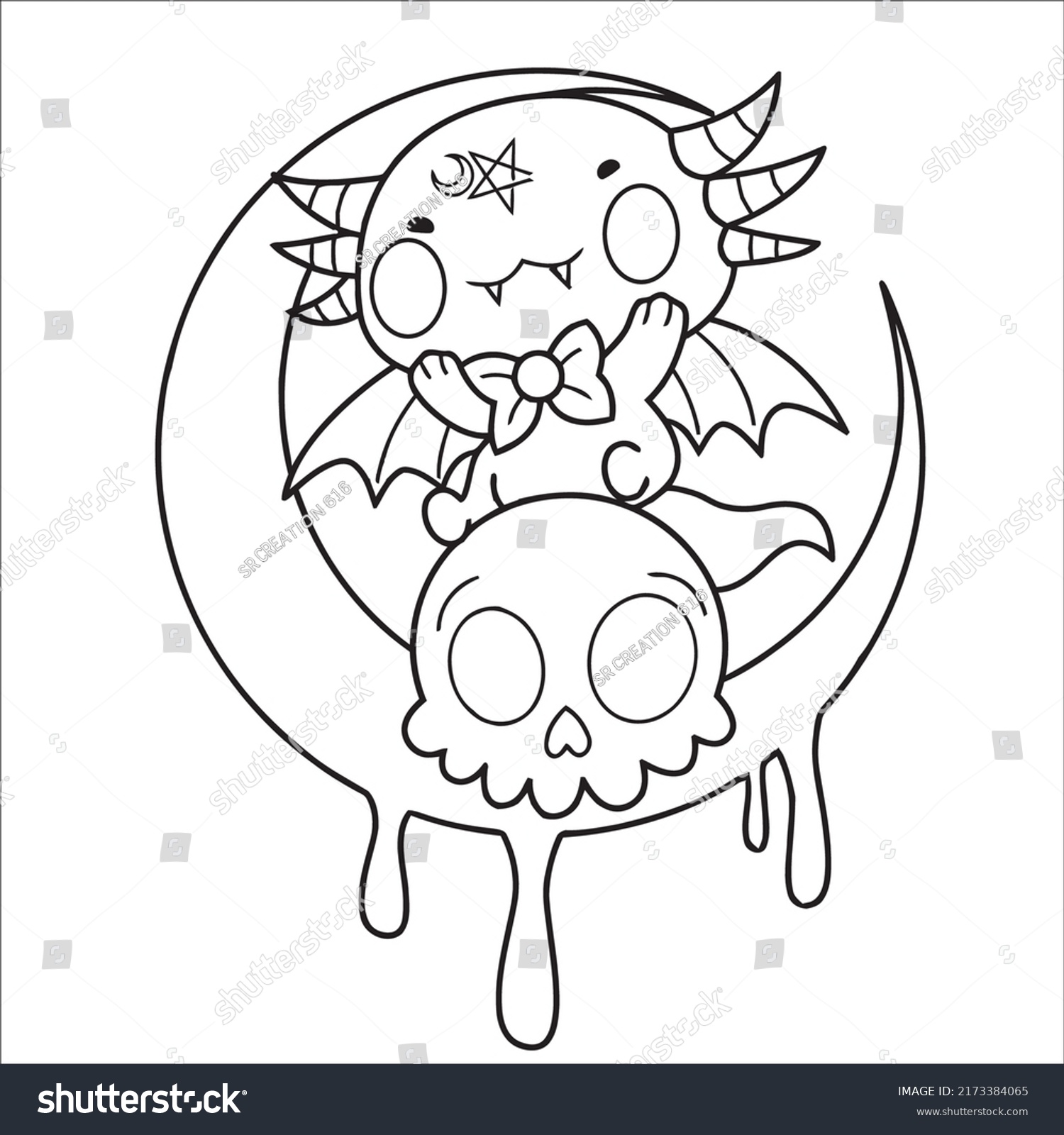 Pastel goth coloring page creepy kawaii stock vector royalty free