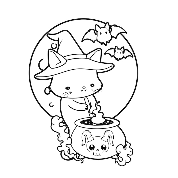 Premium vector pastel goth coloring page