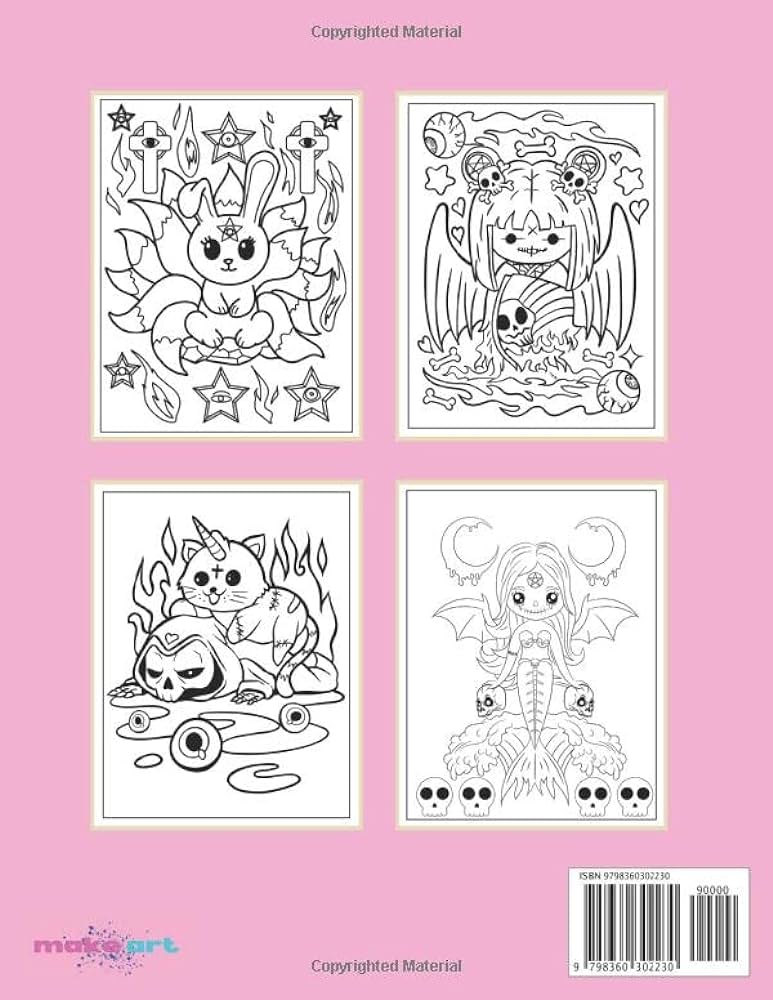 Pastel goth coloring book cute and creepy coloring pages art make books