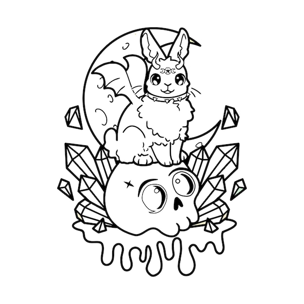 Premium vector pastel goth coloring page creepy kawaii pages