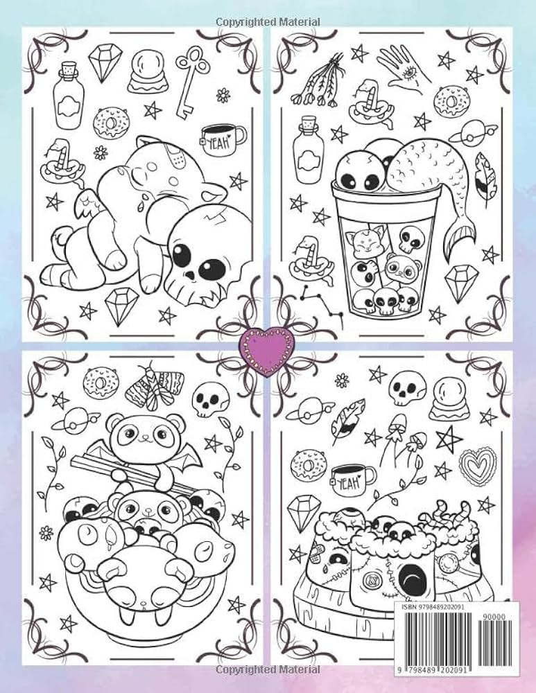 Creepy kawaii pastel goth coloring book cute horror spooky gothic coloring pages for adults and teens d crystal books
