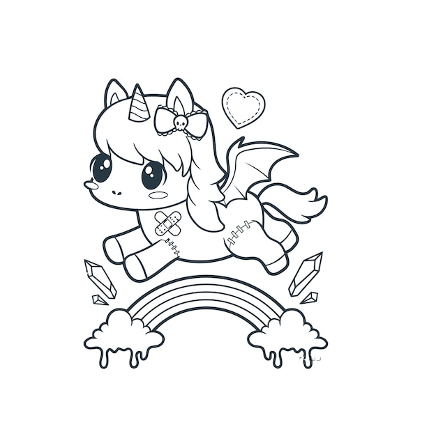 Premium vector pastel goth coloring page
