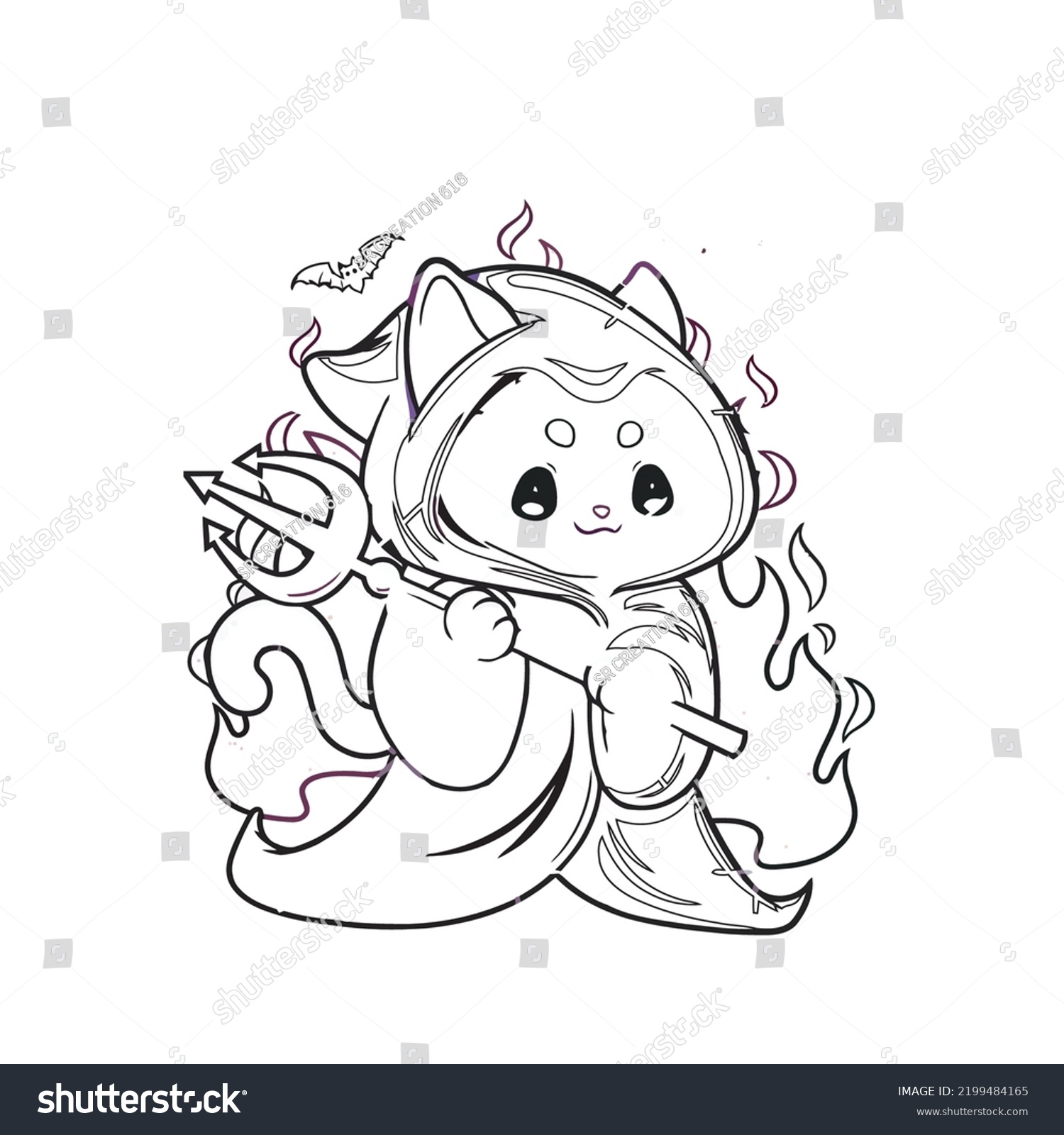 Creepy kawaii pastel goth coloring page stock vector royalty free