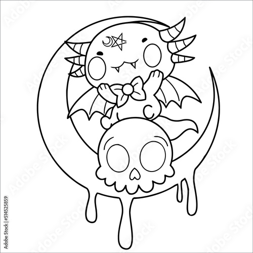 Pastel goth coloring page for kids creepy kawaii coloring page coloring page creepy page vector