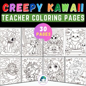 Adult coloring pages for teachers creepy kawaii pastel goth tpt