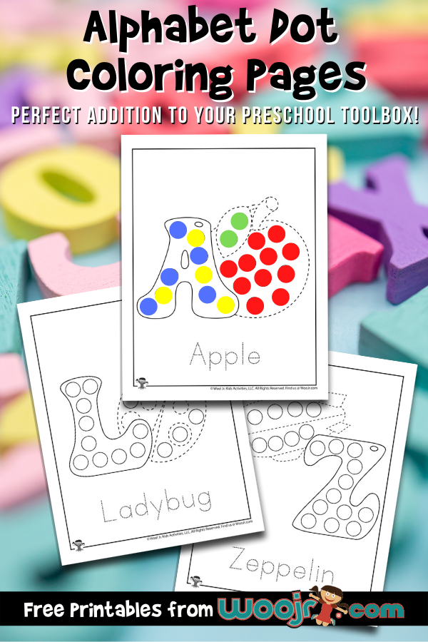 Alphabet dot coloring pages woo jr kids activities childrens publishing