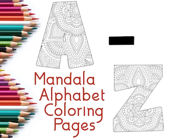 Mandala alphabet coloring pages a