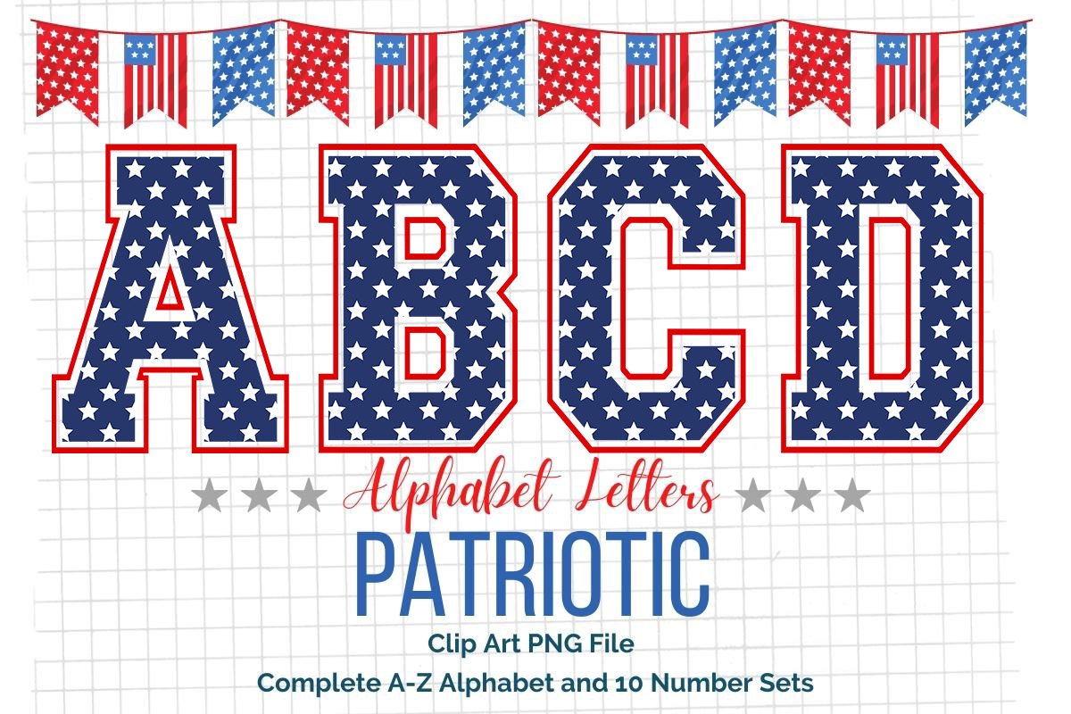 Patriotic american flag alphabet usa sport varsity