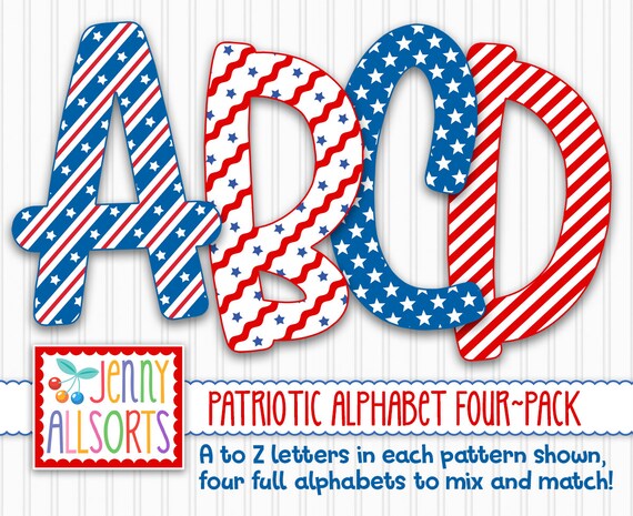 American alphabet bundle for sublimation design patriotic